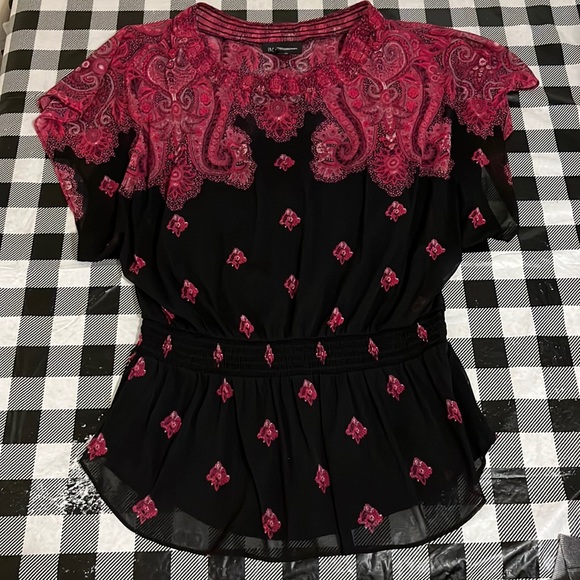 INC International Concepts Tops - Pink and Black Top with Black Tank.